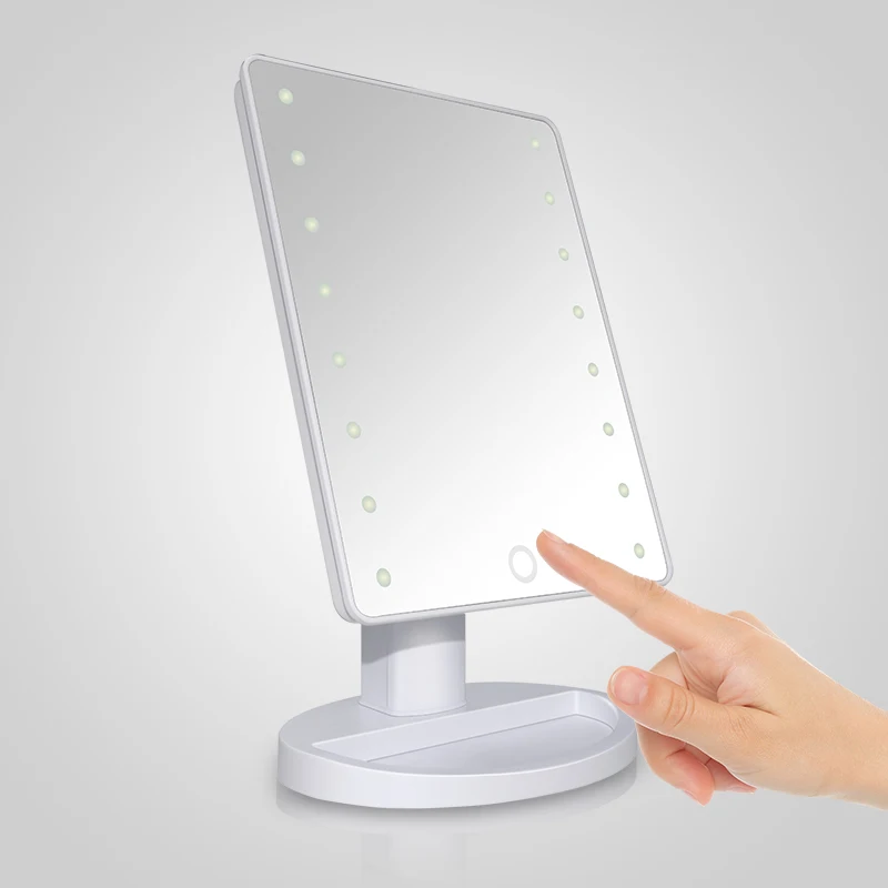Missmeeca 스마트 LED 화장대 거울 ? 180 °   터치 컨트롤, 3색 조광 조명, USB 충전 및 저장 공간으로 조절 가능)