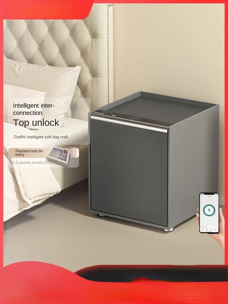 

Bedside Table Safe Graffiti Smart Fingerprint Password Multifunctional Anti-Theft Cabinet All-Steel Small Wardrobe Jewelry