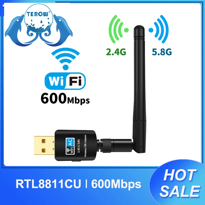 TEROW USB Wifi Adapter 5.8GHz+2.4GHz Wi fi Receiver High Speed 600Mbps Wi fi Antenna Wireless PC Network Card 802.11ac|Network Cards| - AliExpress