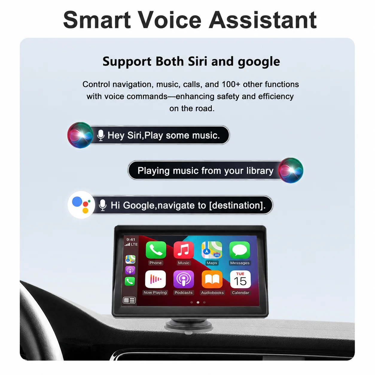 ZRGAE Monitor Carplay de 7 Pulgadas, Pantalla Inalámbrica Android Auto Carplay, Accesorios Multimedia para Automóvil, Radio Portátil para Reproductor Apple 4