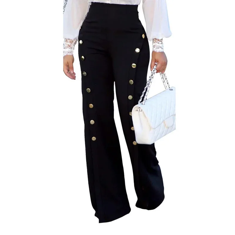 2023 Elegant OL Style Trousers 2023 Summer Women Casual High Waist Party Pantalon Femme Casual Wide Leg Long Pants Streetwear
