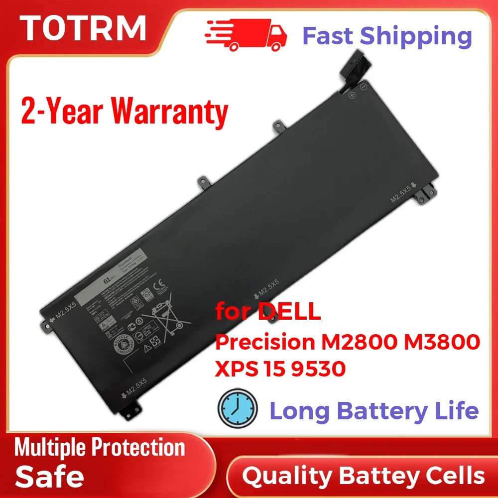 

61Wh T0TRM Spare Backup Replacement Laptop Battery for Dell Precision M2800 Precision M3800 XPS 15 9530 11.1V Long Battery Life