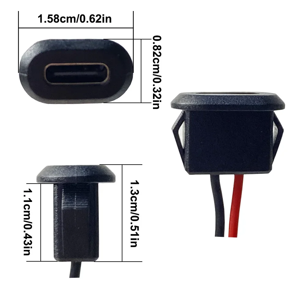 Фото Водонепроницаемый USB-разъем типа C, 1 ~ 10 шт., гнездовой разъем прямого сжатия, зарядный интерфейс с проводом для сварки №4