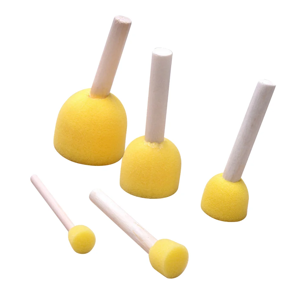 

5 Pcs Drawing Tool Child Paints for Kids Stencil Foam Brush Wooden Sponge Paining