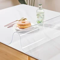 Clear Vinyl Tablecloth Cover, Plastic Table Cover Rectangular, Crystal Clear Plastic Table Cover Protector for Dining Table 1
