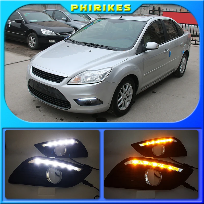 

Turn Signal 2Pcs/set Waterproof LED Daytime Running Light DRL For FordFocus Sedan 2009-2013 Fog Lamp Modify Fog Head white Lamp