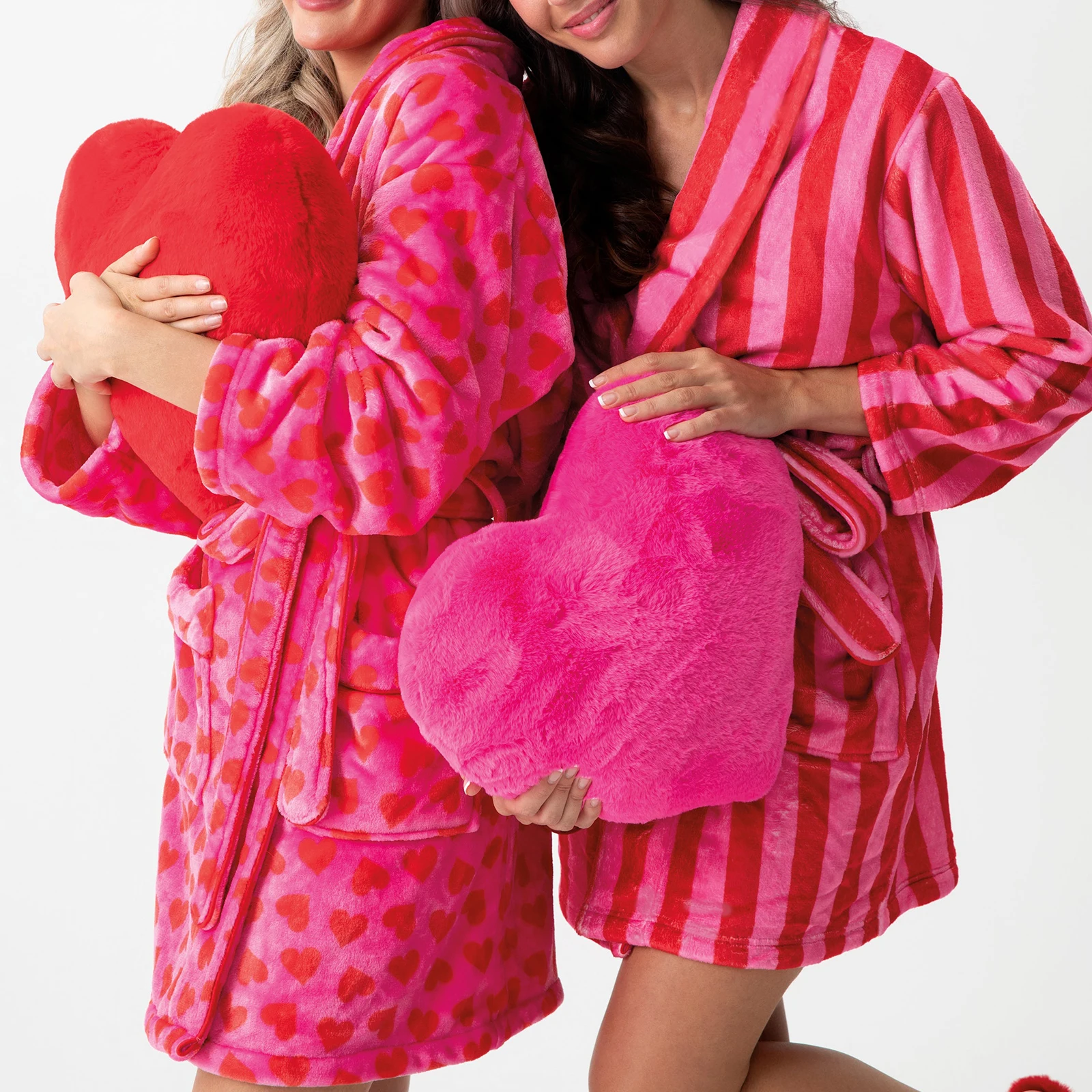 Women Striped Fleece Robe Fuzzy Y2K Printed Long Sleeve Shawl Collar Bath Robe Cute Plush Warm Kimono with Pocket 2025 women sleepwear