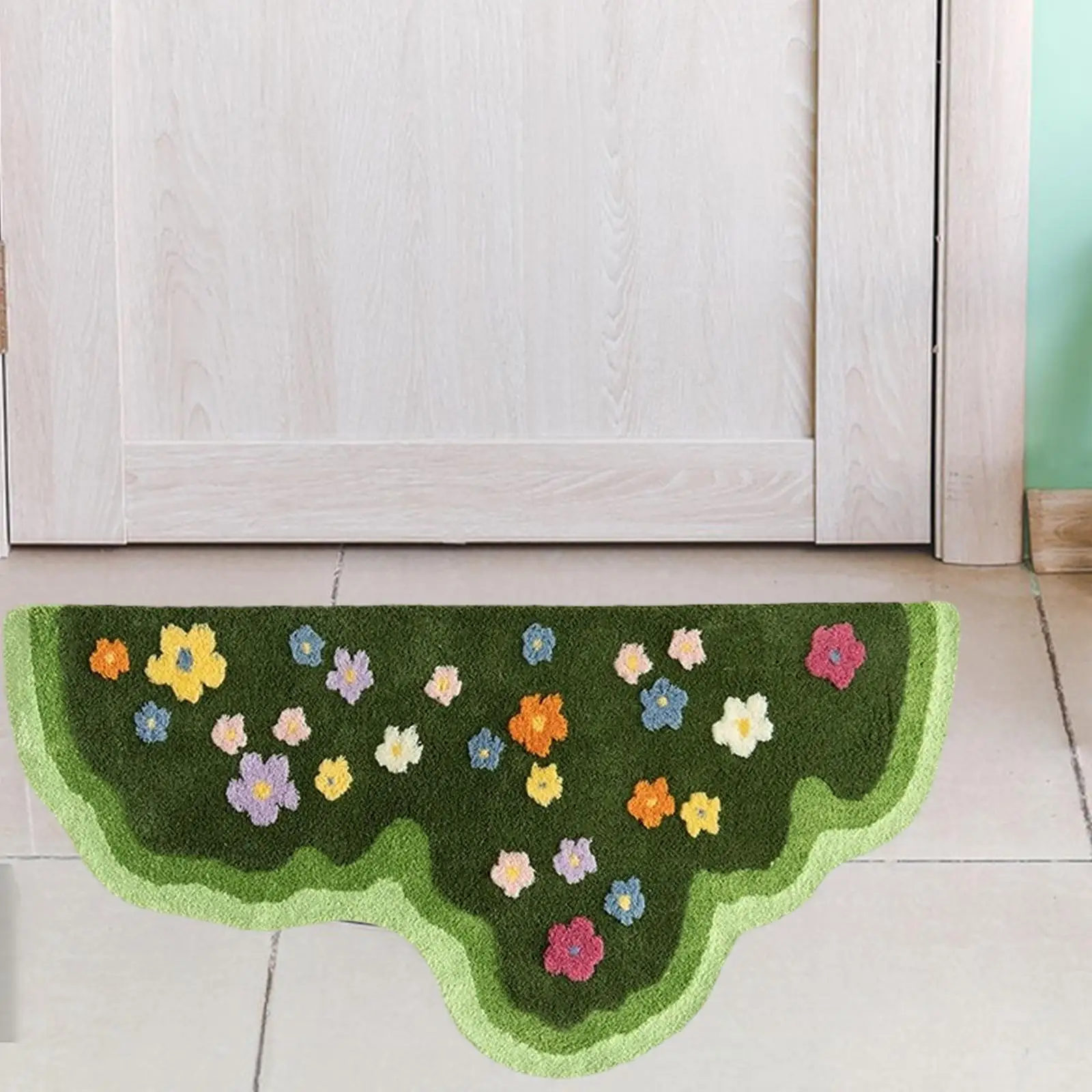 Plants Flower Rug Washable Dirty Resistant Irregular Aesthetic Art Decor Rug Bedside Rug Decorative Carpet for Household Bedroom