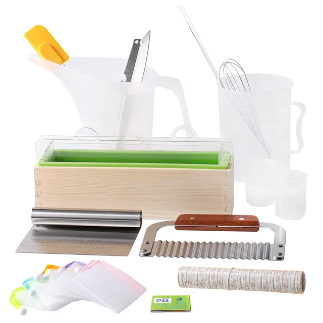 Nicole Complete Soap Making Kit for Beginners Taiwan Swirl TS Loaf Soap Mold with Dividers and Soap Cutter Soaps Making Tools