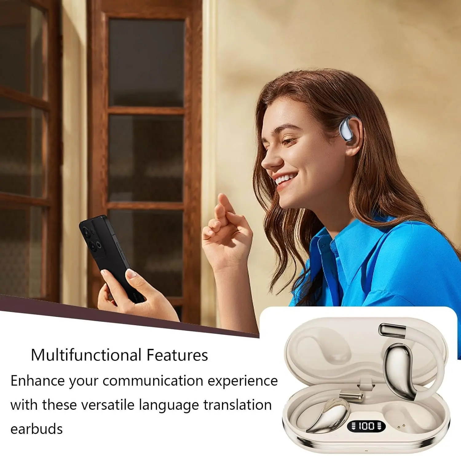 Enhanced Wireless Bluetooth Earbuds with Mic, IPX5 Waterproof, 40H Playtime, Sport Ear Hook Design
