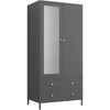 Metal Armoire Wardrobe Closet with 2 Drawers, Mirror Door and Hanging Rod, Metal Clothing Storage Cabinet, Wardrobes 6