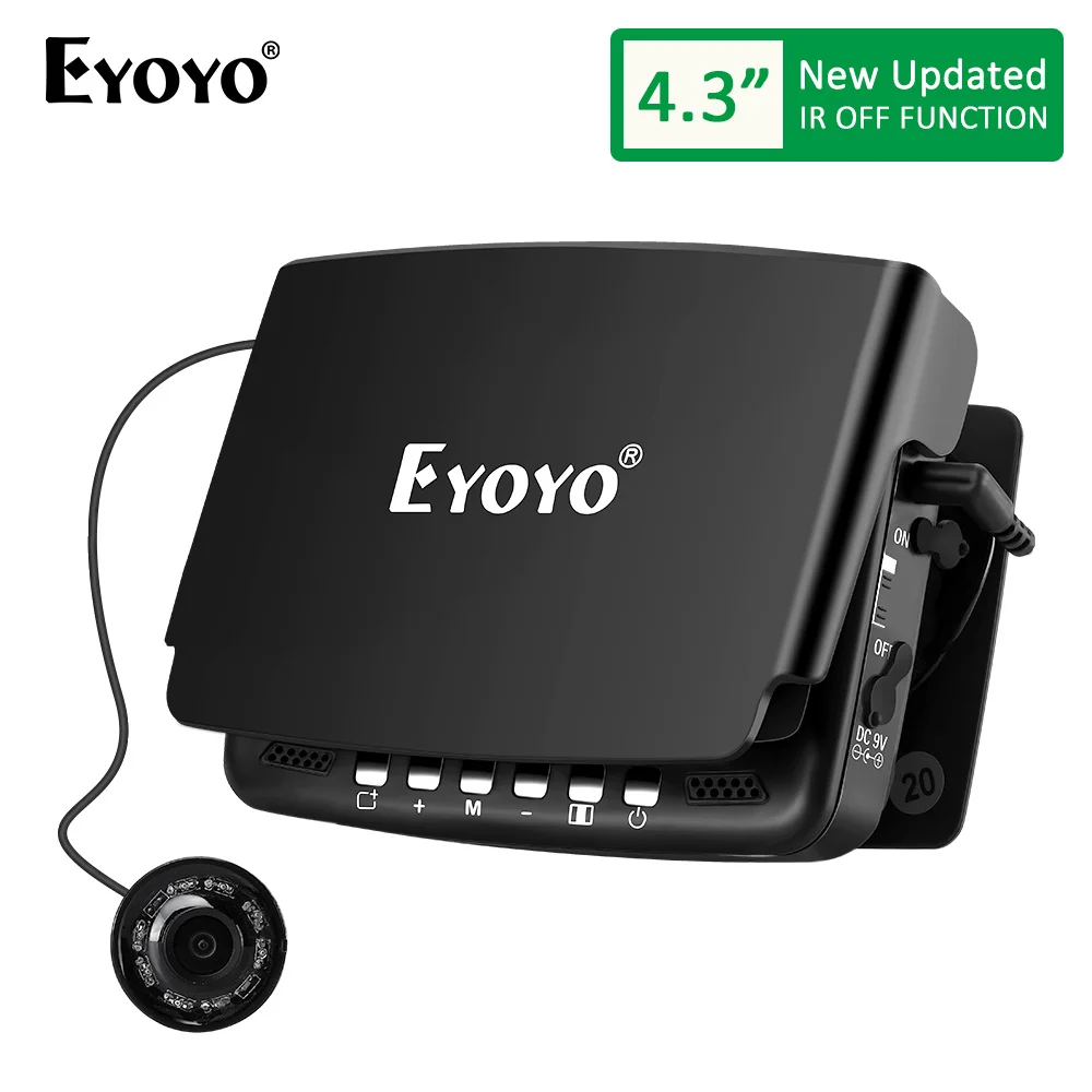 Eyoyo DVR 기능이 있는 수중 어군 탐지기, 4.3 인치 컬러 디스플레이, HD 1000TVL 백라이트 제어 가능 IR 카메라, 얼음 낚시, EF43A