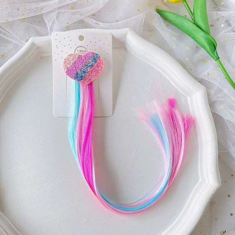 Einhorn Bunte Perücke Haarnadeln Haarschmuck Haarspange Kunsthaar Twist Braid Einhorn Mottoparty Dekoration – Detail 3