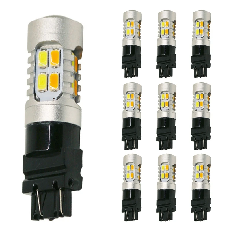 

10PCS Dual Color LED Bulb Car DRL Turn Signal Reversing Brake Lamp