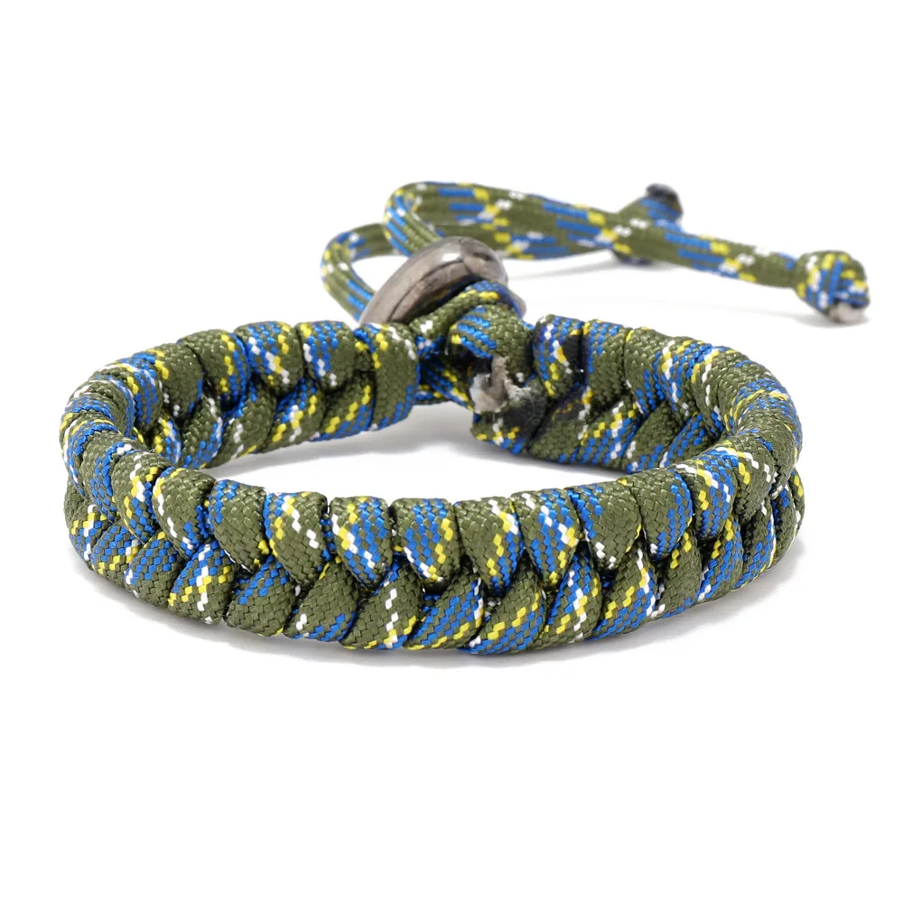 Handwoven Paracord Survival Bracelet - Adjustable Punk Jewelry