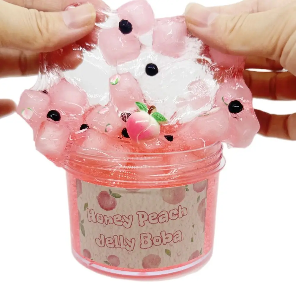 Soft 300ml/70ml Slime Kit Fruit Crunchy Stress Relief Jelly Cube Slime Non-Sticky Glitter Clear
