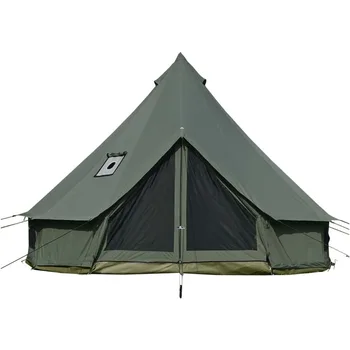 Cotton canvas bell tent with stove jack for family camping, four season tent with zippered removable floor 1