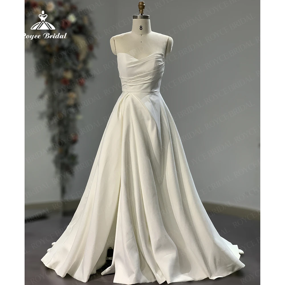 

Простые элегантные свадебные платья с Боковым Разрезом 2023, вечерние платья-трапеции без бретелек, элегантное женское платье невесты