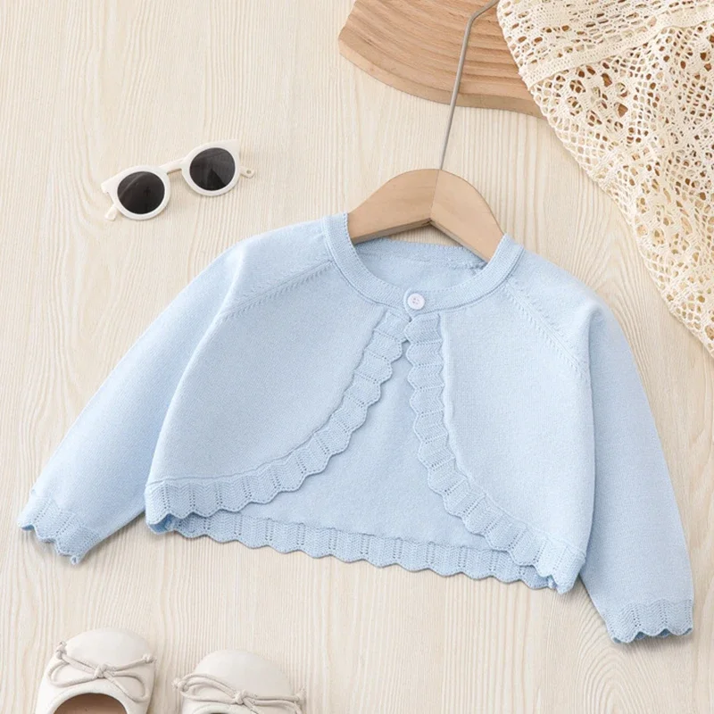 2025 신상 가을 아동 긴팔 단색 니트 가디건 스웨터 키즈 망토  여자 니트 가디건 코트