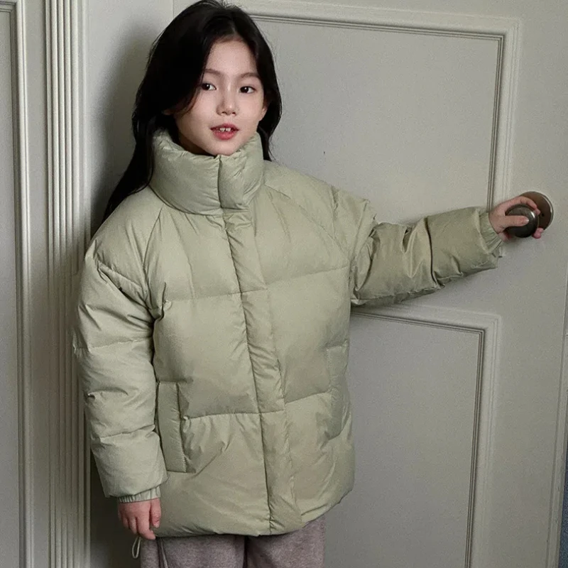 2024 New Winter Down Jackets Kid Thick Cotton Padded Coats Female Stand Collar Loose Puffer Parkas Down Jackets Outwear