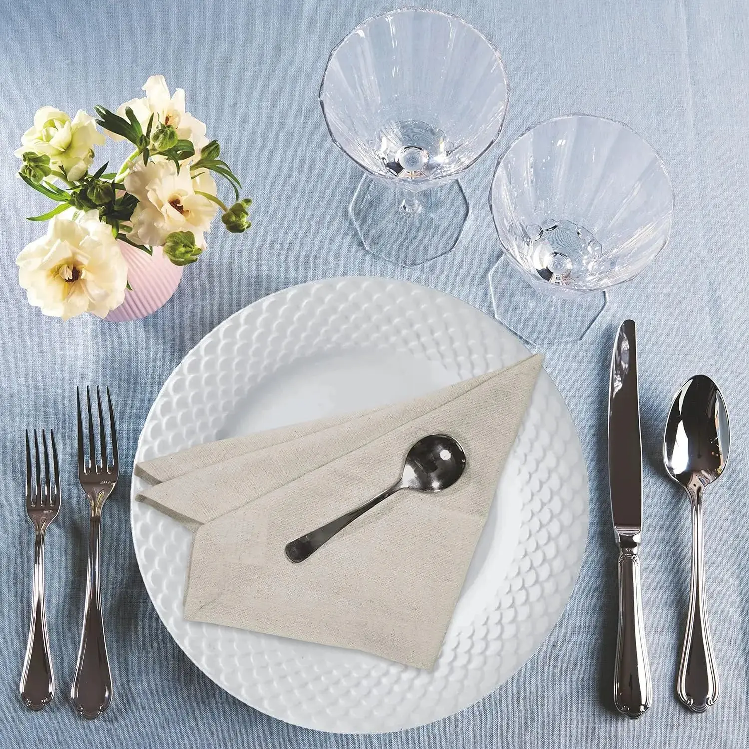 6 Pieces 100% Linen Dinner Napkin Nature Napkin Soft Absorbent Comfortable - Ideal for Events and Regular Use 4
