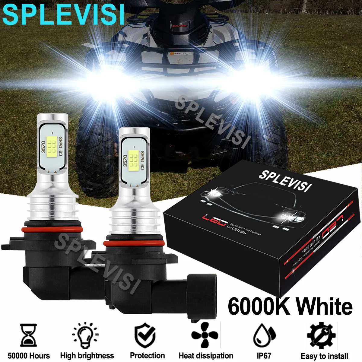 2pcs 6000k bright white 35w led headlights 4000lm for ski doo renegade x 600 800r 1200 xrs 800r snowmobile 2PCS Bright White 35W LED Headlights For Can Am Outlander 500 2013-2015 570 2018-2019 650 2013-2017800R: 2012-2015 850 2017-2020