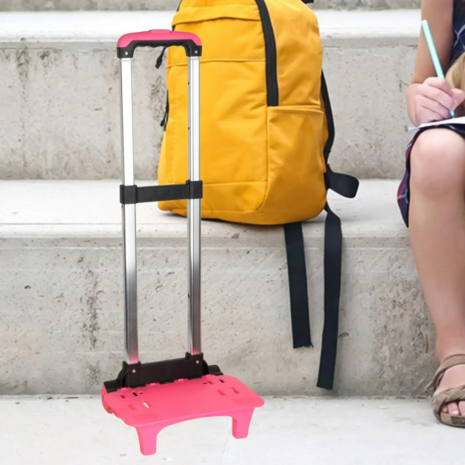 Zaino Hand Truck Pink Compact Asta Telescopica Pieghevole Zaino Portatile Carrello A Mano Con Ruote Per Bambini Bambini Ragazza
