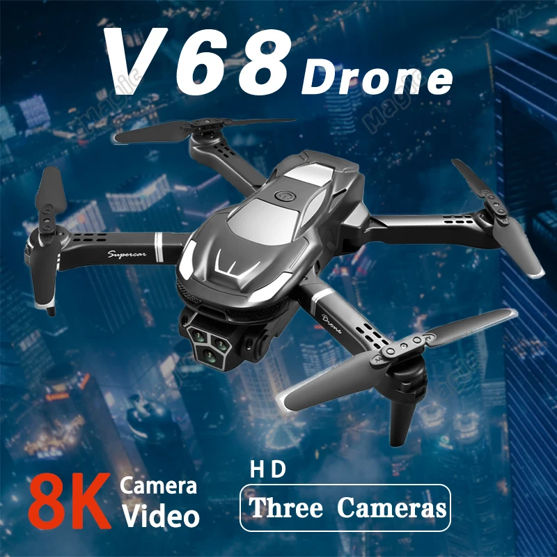 

2024 Новинка V68 Профессиональный Дрон с тремя камерами 8K высокой четкости обход препятствий авиация четыре оси детская игрушка вертолет