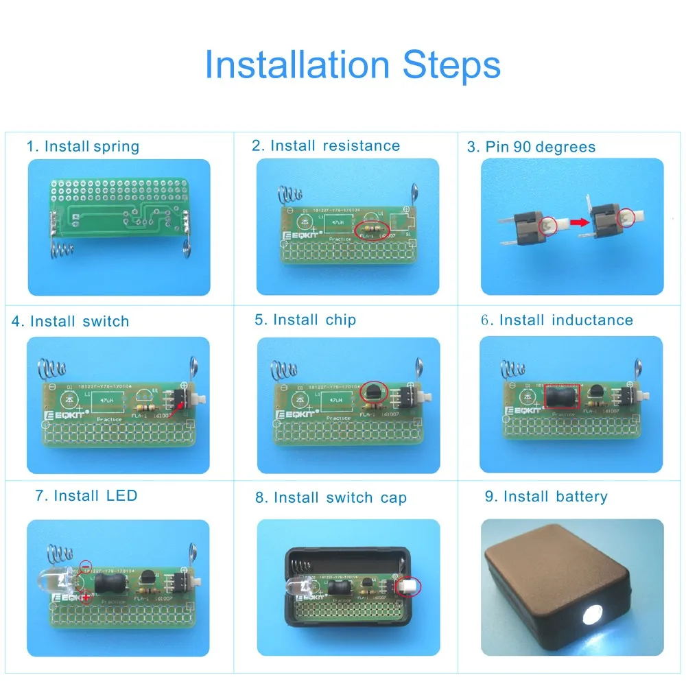 DIY Electronic Kit Soldering Project Practice FLA-1 1.5V Simple Flashlight Integrated Circuit Board Electronic Components Kit electronic diy kit arduino diy kit arduino development kit electronic component ic component n channel fet matrix keyboard membrane switch logic level converter lcd management ic four wheel drive motor ic components