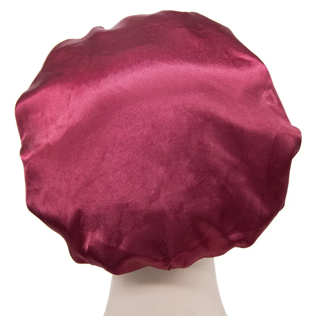 Silk Bonnet Solid Color Women's Satin Wide-brimmed Sleeping Hat Unisex Silk Imitation Head Wrap Elastic Band Cap Hair Care Bonnet Night Hat