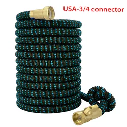 Expandable Magic Garden Hose with 3/4 Connector and No-Kink Sprinkler Head - 100ft (Black blue)