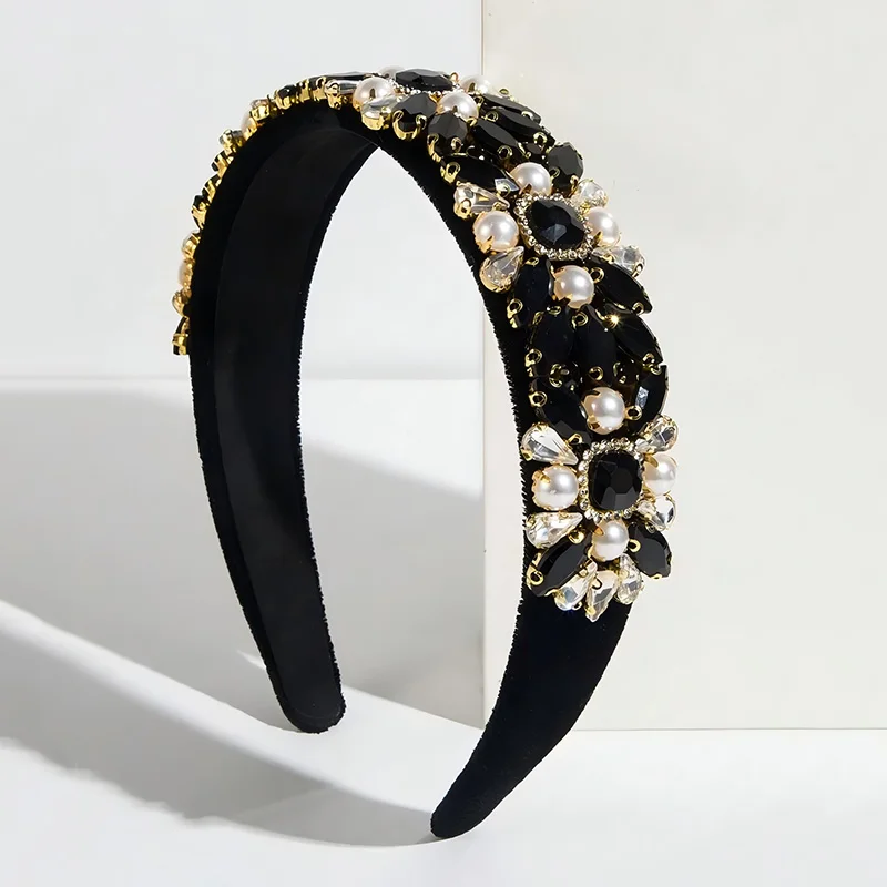 1pc Luxurious Women Jewelry Hair Accessory Pearl Rhinestone Handmade Headband Suitable for Banquets Daily Wear Elegant Hair Hoop