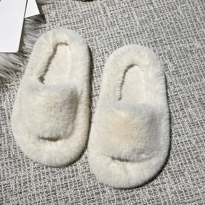 Girls Slippers Open Toe Children Furry Floor Shoes Solid Color Warm Indoor Home Cotton Slippers Soft Sole Anti Slip Kids Shoes 6