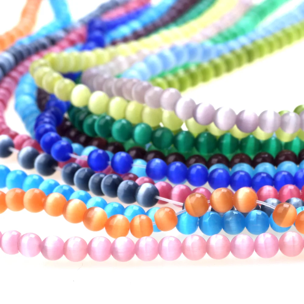 

4MM 1Strand Mixed Multicolor Opal Natural Cat Eye Glass Beads Jewelry Making DIY Bracelet Necklace Discovered