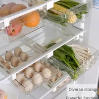 Drawer Type Food Storage Box for Refrigerator Clear Fruit Organizer Rack Holder Under Shelf Slide Plastic Kitchen Container 3