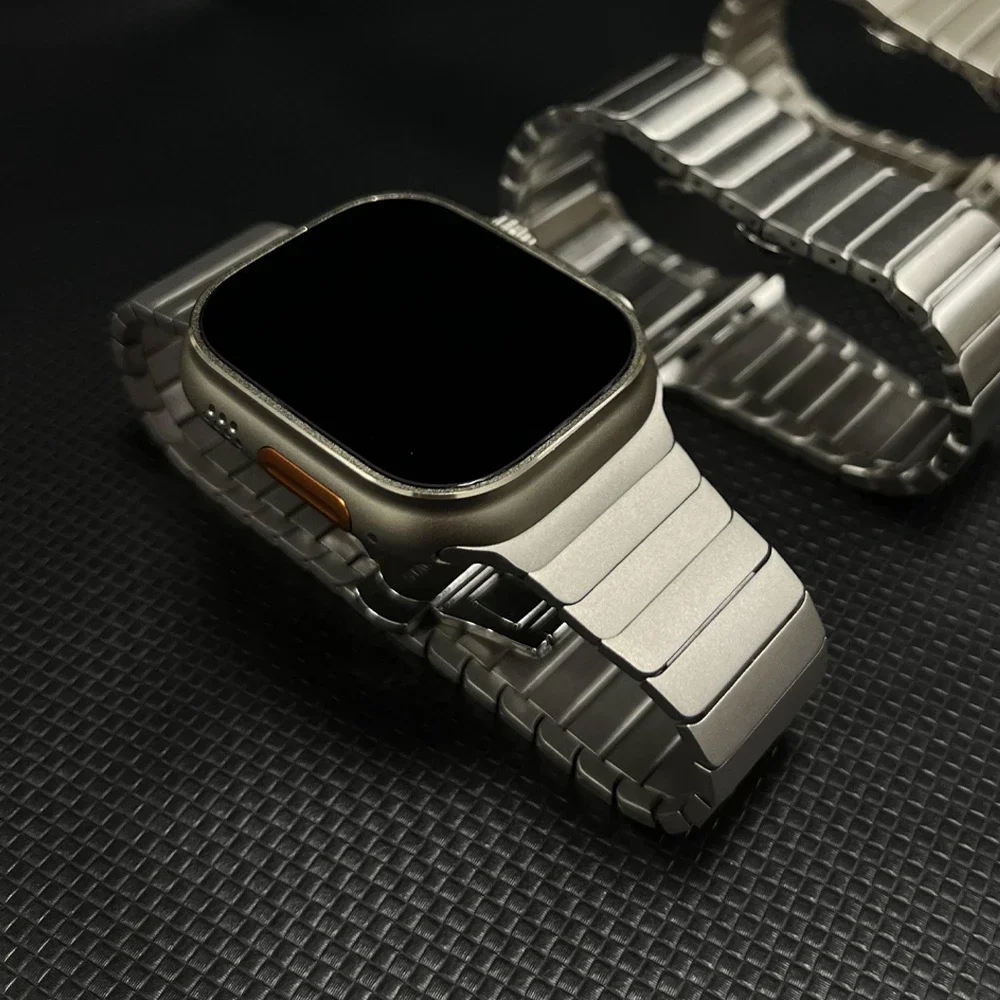 Titanium color band For Apple Watch Ultra 2 49mm 9 8 7 5 4 se 6 loop for iwatch 45mm 41 42 44mm 38 40mm stainless steel bracelet