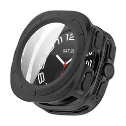 Premium Tempered Glass Screen Protector with Hard PC Bumper Case for Watch 7 Ultra 47mm (Matte black)