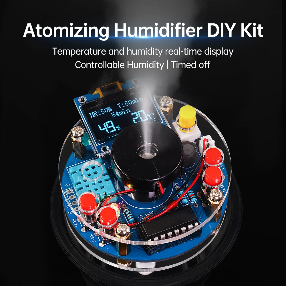 Electronic Humidifier Misting DIY kit OLED Display USB Temperature Humidity Spray Circuit Board Atomizer Drive DIY Soldering kit