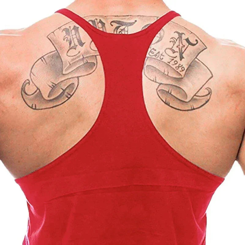 Einfarbige ärmellose Sport-Shirts für Herren, Fitnessstudio, Fitness, Bodybuilding, Workout, Muskel-Tanktops, Sommer, kühle Baumwolle, atmungsaktiv, Y-Rücken-Westen – Detail 10