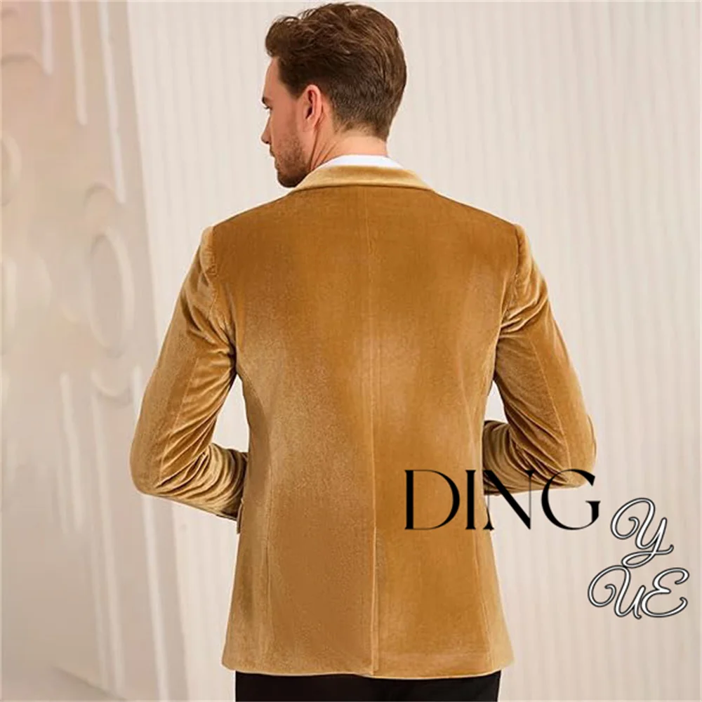 Men's Blazer Retro Velvet Lapel Collar Business Slim Fit Suit Two Button Pocket Blazer Casual Daily High Quality Suit Jacket