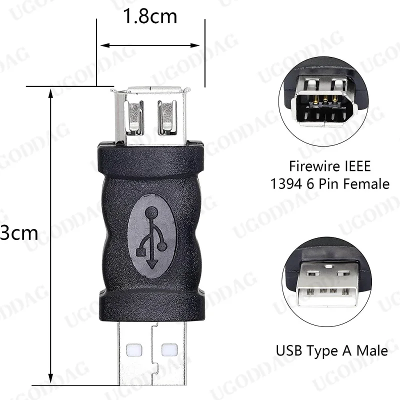 Firewire IEEE 1394 6 Pin Female to USB A Male Adapter Convertor for