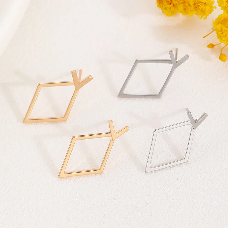 Geometric Earrings Geometric Rhombus Double Layer Combination Design Earrings For Women Simple Fashion Daily Accessory Party Jewelry Birthday Gifts