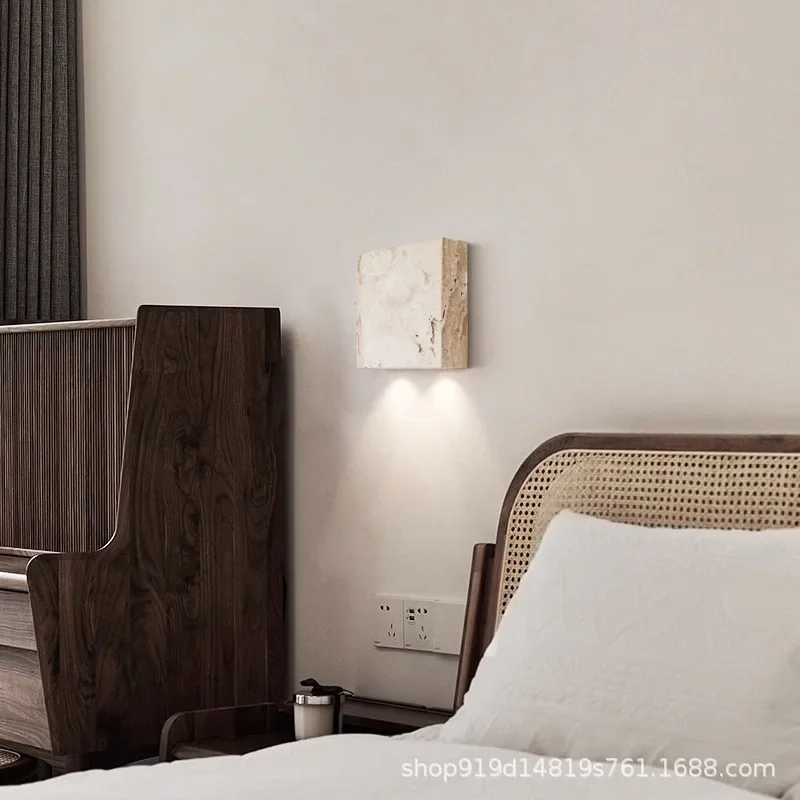 Modern Minimalist Square Natural Stone LED Wall Lamp Bedroom Living Room Staircase Corridor Atmosphere Light Home Decor Fixtures