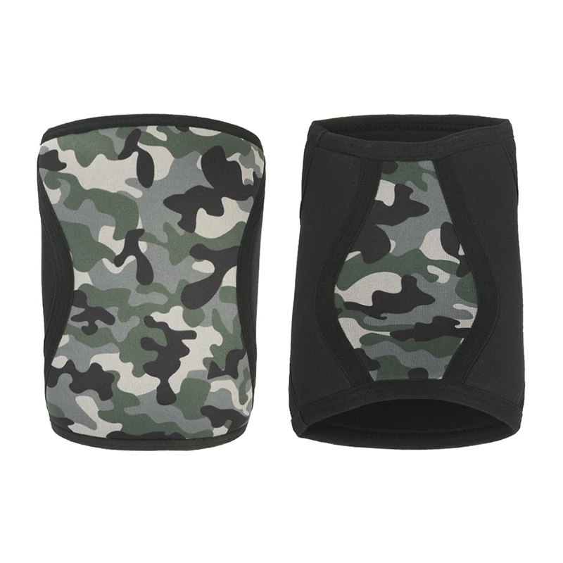 1 Pair 7mm Diving Material Camouflage Compression Knee Support Braces Weightlifting Fitness Squat Knee Elbow Pad Sleeve
