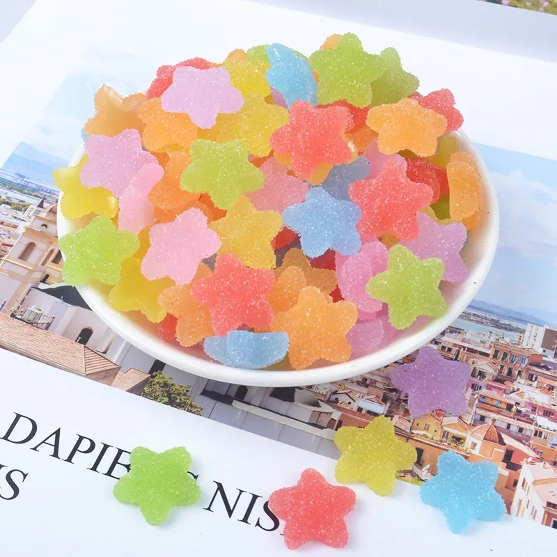 Mini Simulation Soft Candy Five-pointed Star DIY Accessories Earring Material Fake Fudge Hairpin Decoration 50Pcs