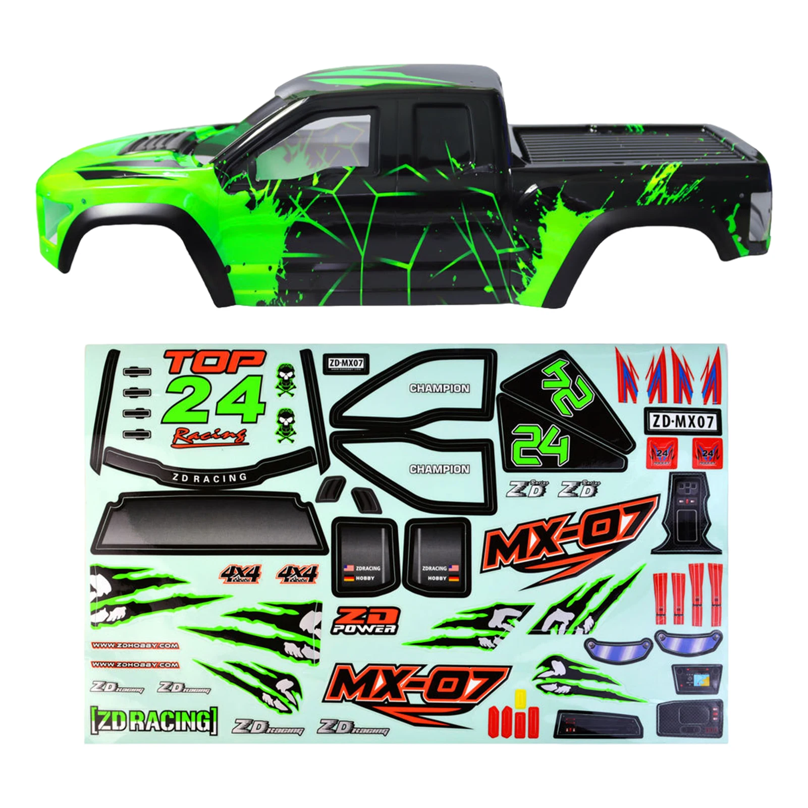 ZD Racing MX-07 1/7 RC car body cover and stickers MX07