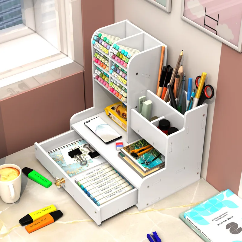 Creative Refrigerator Pen Holder Nordic Ins Storage Box Student Kids Desk  Organizer Large-capacity Stationery Storage Pen Bucket