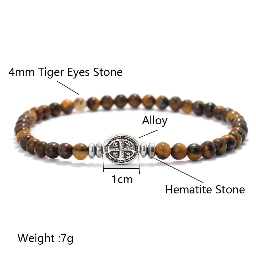 Hematite Beads Men Bracelet Natural Stone Healing Meditation