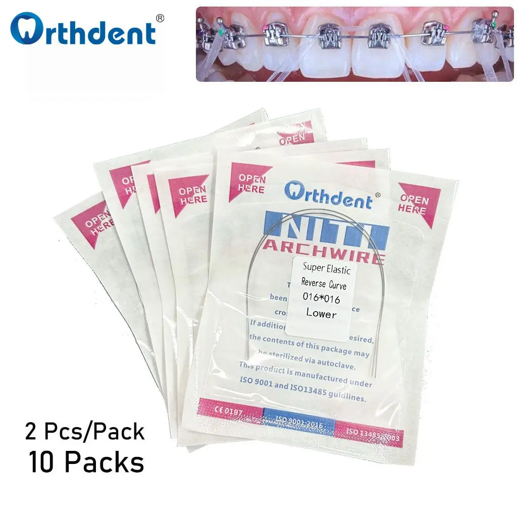 

10 Packs Dental Orthodontic Arches Wires Super Elastic Reserve Curve Rectangular Archwire Ovoid Form Teeth Treatment Material