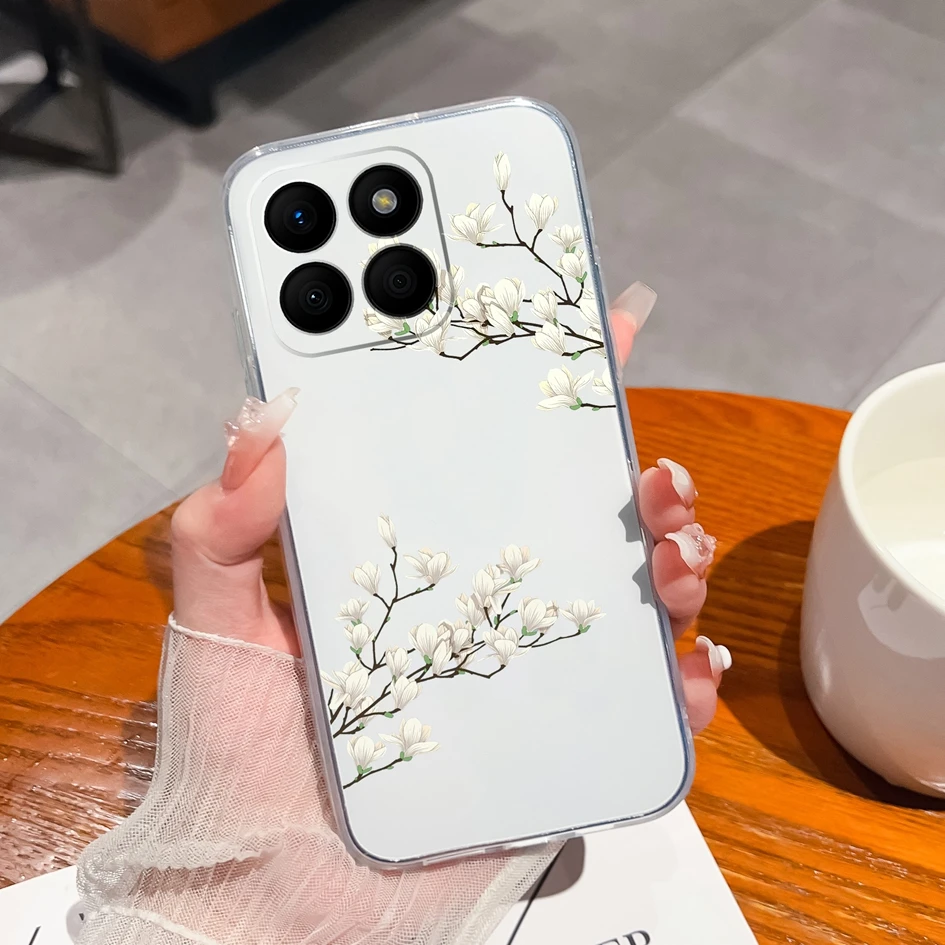 Clear TPU Silicone Soft Protective Case with Pretty Butterfly Bear Design for 6.75-Inch Smartphones